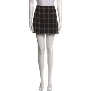 Reformation Plaid Print Mini Skirt - M - Brown